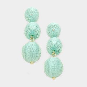 Mint Green Mini Ball Thread Wrap Bon Bon Earrings
